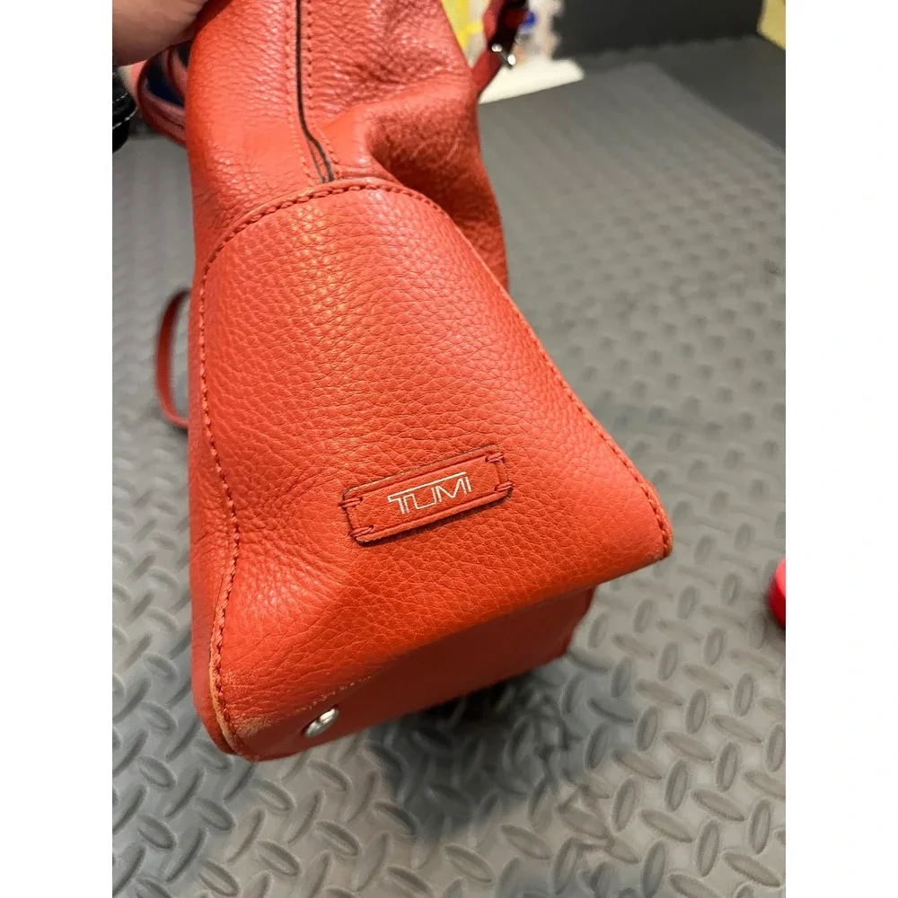 Tumi Tote Convertible Satchel 2 Way‎ Hand Leather Shoulder Bag Burnt Orange